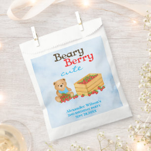 Beary Berry Cute Cub Strawberry Boy Birthday Party Favour Bags