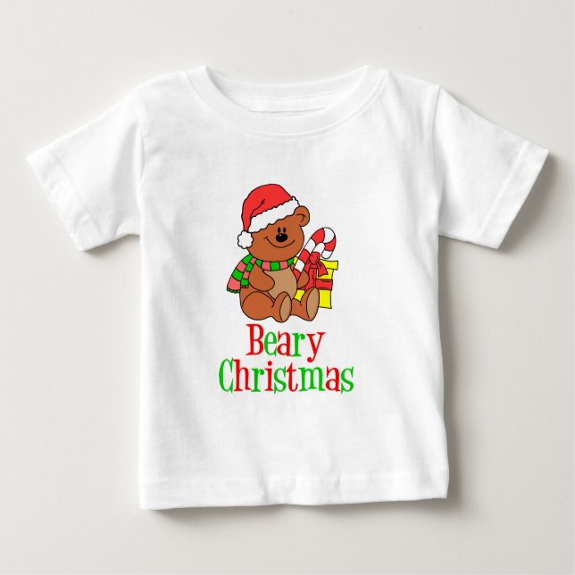 Beary Christmas Cartoon Bear Baby T-Shirt (Front)