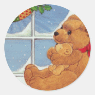 Beary Christmas Classic Round Sticker