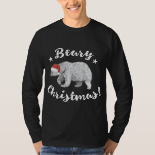 Beary Christmas Cute Bear In Santa Hat T-Shirt