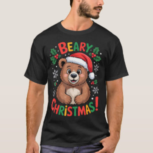 Beary Christmas Cute Bear Santa Funny Holiday  T-Shirt