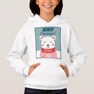 Beary Christmas cute cartoon polar bear with name