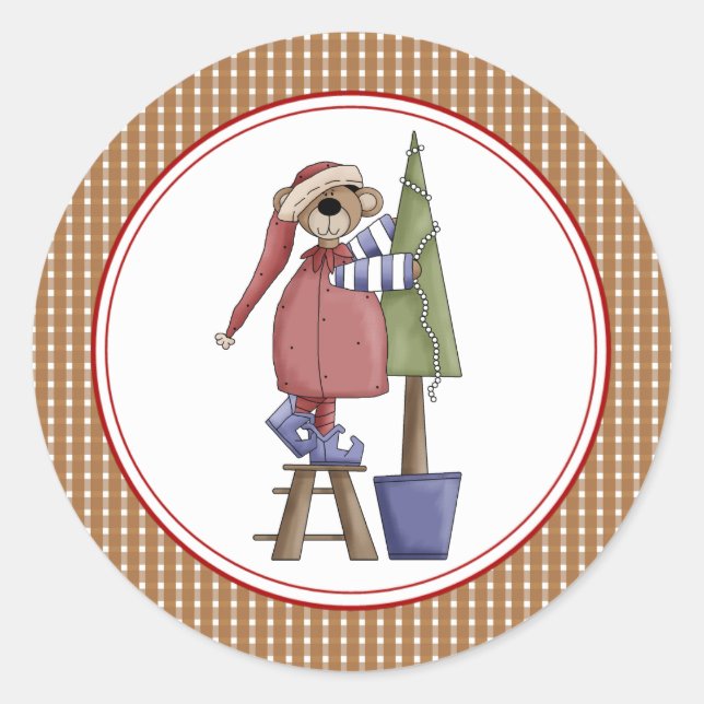 Beary Christmas Envelope Seals Stickers (Front)