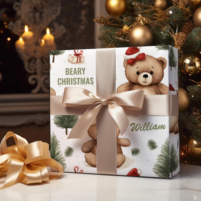 Beary Christmas Personalised Teddy Wrapping Paper  (Creator Uploaded)
