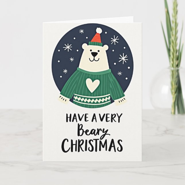 Beary Christmas Polar Bear Card (Front)