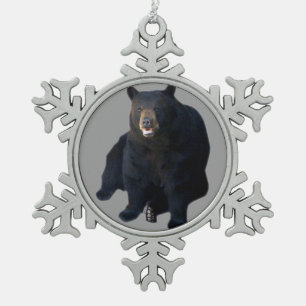 Beary Christmas Snowflake 1 Snowflake Pewter Christmas Ornament