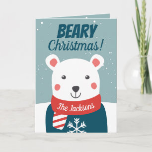 Beary Christmas with cartoon polar bear Card