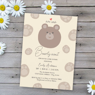 Beary Cute Brown Teddy Bear Cub Boy Baby Shower Invitation