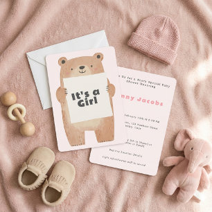Beary Cute It’s a girl Baby Shower bear Invitation