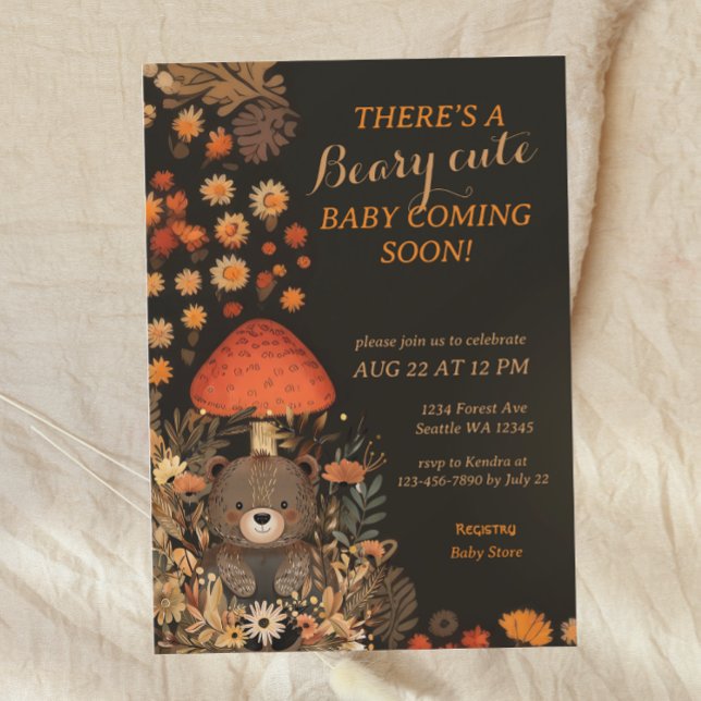 Beary Cute Mushroom Woodland Baby Shower Invitation (Creator Uploaded)