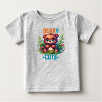 Beary Cute. Teddy Bear cartoon smiling. Funny pun