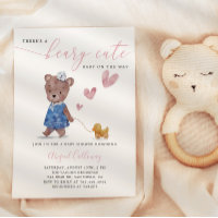 Beary Cute Teddy Bear Girl Baby Shower Invitation
