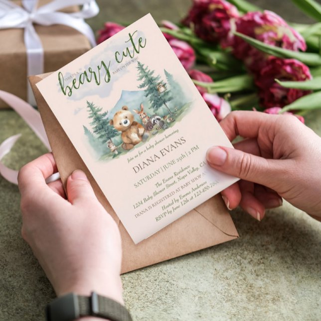 Beary Cute Woodland Animals Watercolor Baby Shower Invitation (Creator Uploaded)