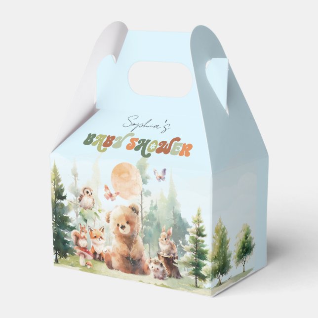 Beary Cute Woodland Baby Shower Favour Box (Front Side)