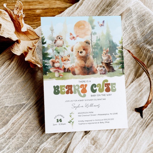 Beary Cute Woodland Baby Shower Invitation (Beary Cute Woodland Baby Shower Invite)