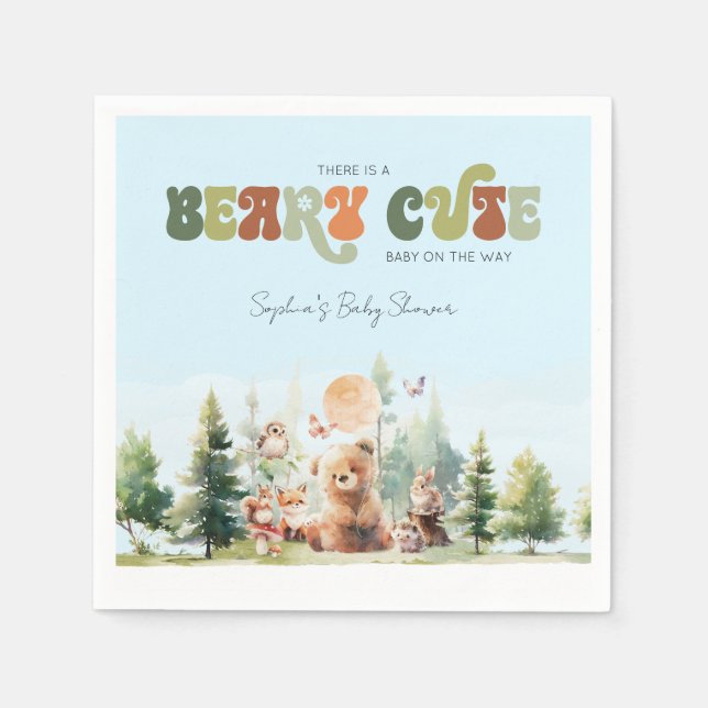 Beary Cute Woodland Baby Shower Napkin (Front)