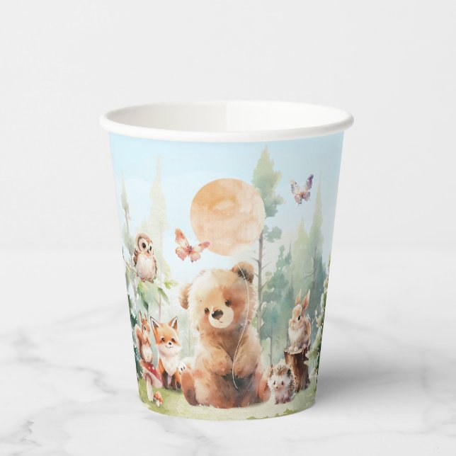 Beary Cute Woodland Baby Shower Paper Cups (Left)