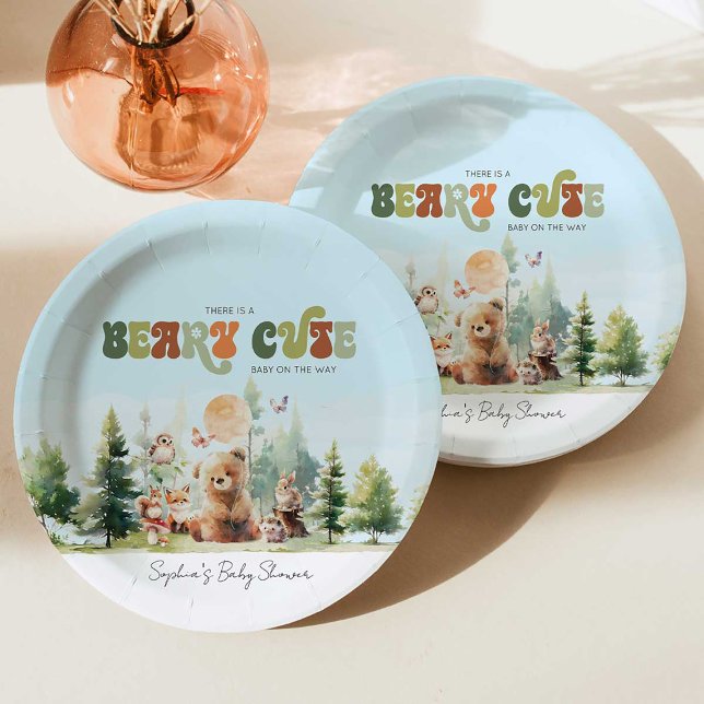 Beary Cute Woodland Baby Shower Paper Plate (Creator Uploaded)