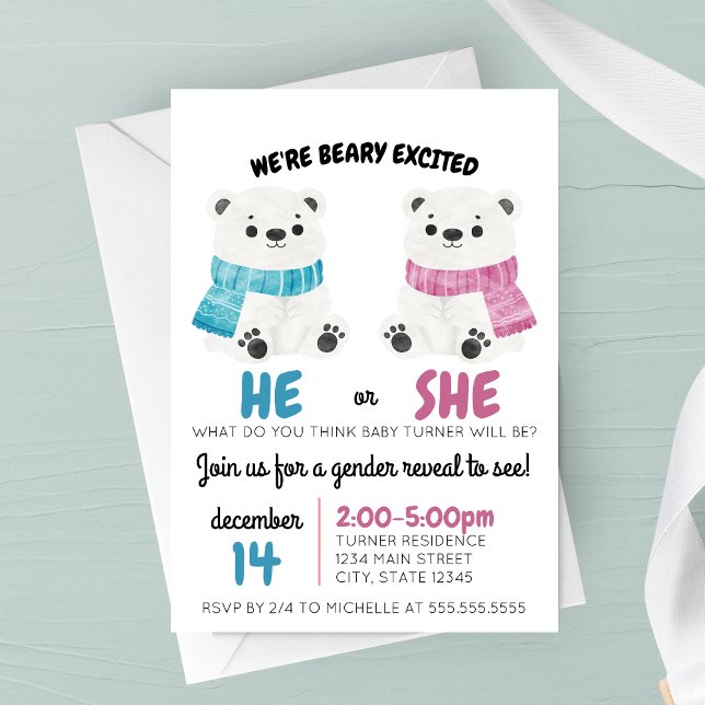 Beary Excited Gender Reveal Invitation (Creator Uploaded)