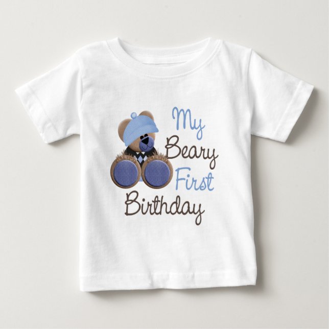 beary-first-birthday-boy.png baby T-Shirt (Front)