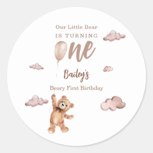 Beary First Birthday Classic Round Sticker