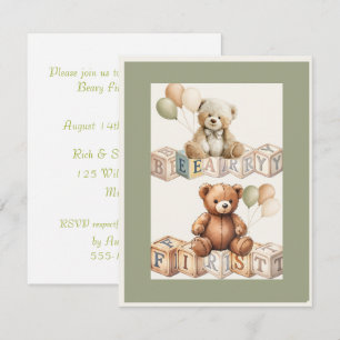 Beary First Birthday DIGITAL DOWNLOAD Invite