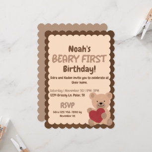 Beary First Birthday Invitation