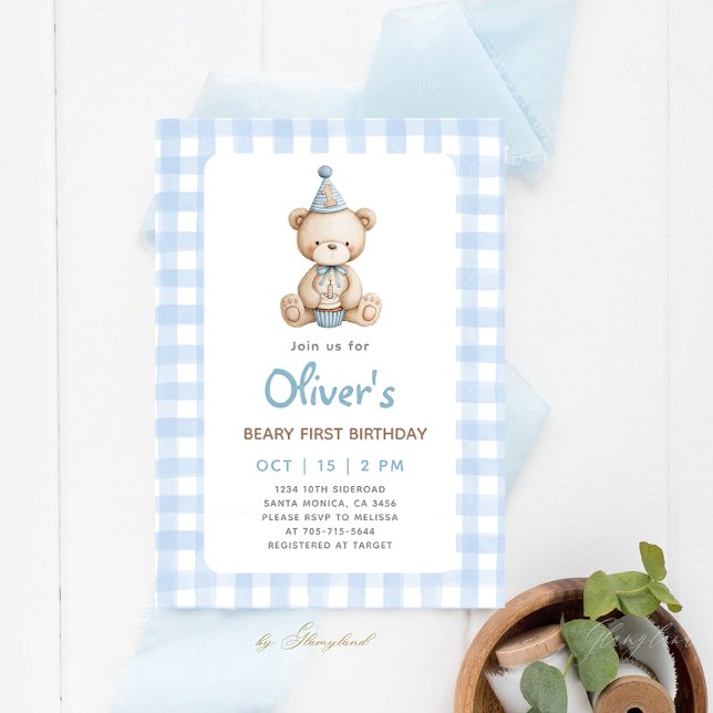 Beary First Birthday Invitation (Creator Uploaded)