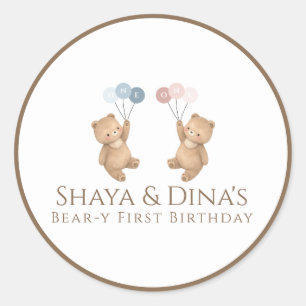 Beary first new classic round sticker