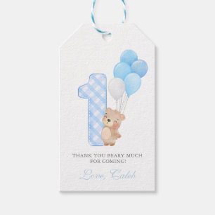 Beary First Teddy Bear Boy Birthday Party favour Gift Tags