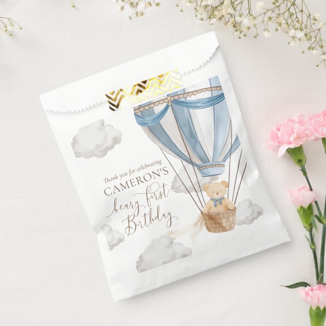 Beary First Teddy Bear Hot Air Balloon Birthday Favour Bags (Sealed)