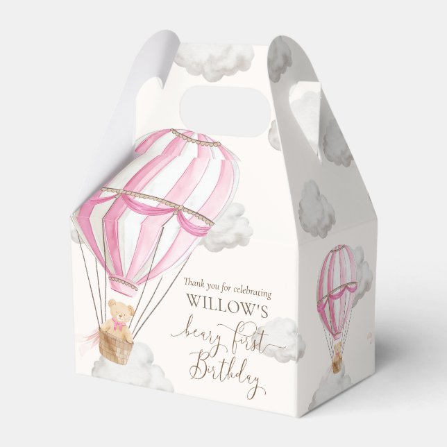Beary First Teddy Bear Hot Air Balloon Birthday Favour Box (Back Side)