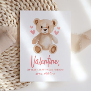 Beary Happy Teddy Bear Kids Valentines Day Card