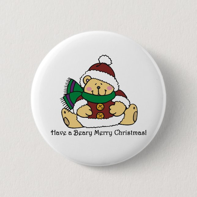 Beary Merry Christmas 6 Cm Round Badge (Front)