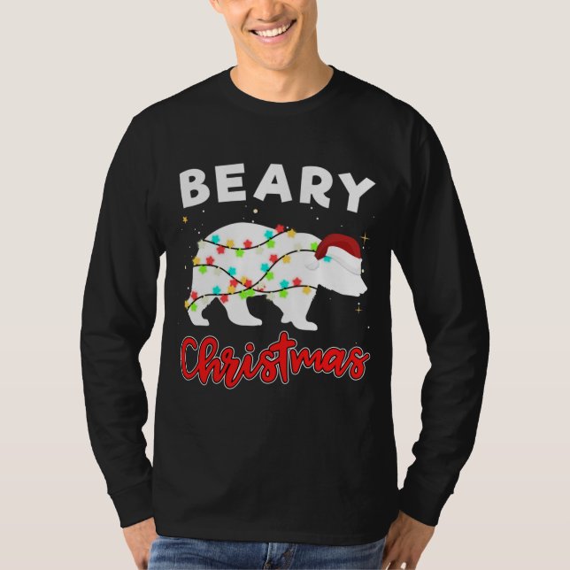 Beary Merry Christmas For Bear Lovers Funny Xmas L T-Shirt (Front)