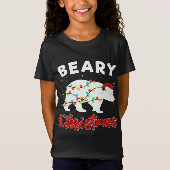 Beary Merry Christmas For Bear Lovers Funny Xmas L T-Shirt (Front)