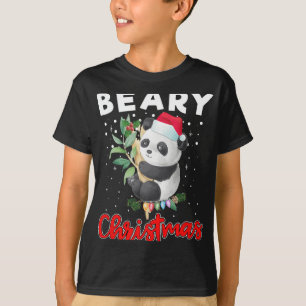 Beary Merry Christmas For Panda Bear Lovers Funny T-Shirt