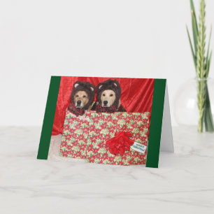 Beary Merry Golden Christmas Holiday Card
