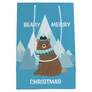 Beary Merry Mountain Christmas Medium Gift Bag