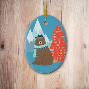 Beary Merry Mountain Personalised Christmas Ceramic Tree Decoration