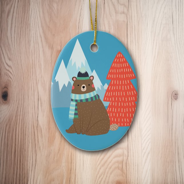 Beary Merry Mountain Personalised Christmas Ceramic Tree Decoration (Creator Uploaded)
