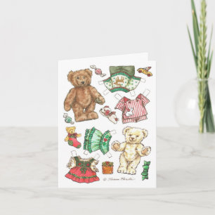 Beary Merry Teddy Bear Paper Doll Christmas Card