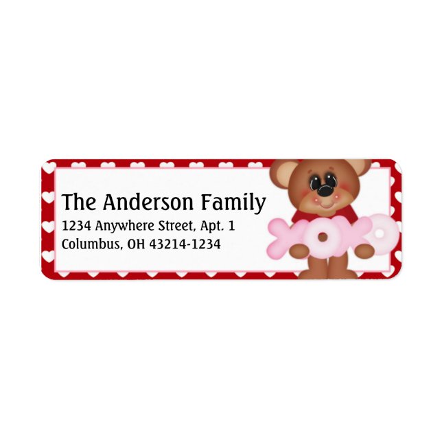Beary Much Valentine's Day Address Labels d8 (Front)