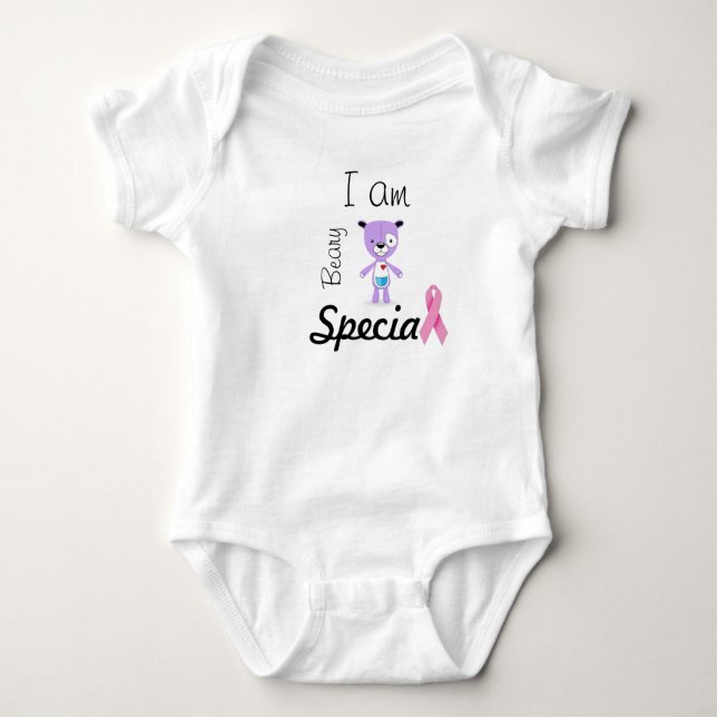 Beary Special Onezie - Breast Cancer Baby Bodysuit (Front)