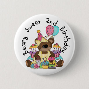 Beary Sweet 2nd Birthday T-shirts and Gifts 6 Cm Round Badge