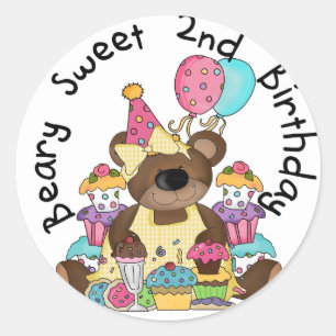 Beary Sweet 2nd Birthday T-shirts and Gifts Classic Round Sticker