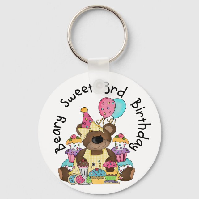 Beary Sweet 3rd Birthday Tshirts and Gifts Key Ring (Front)