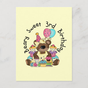 Beary Sweet 3rd Birthday Tshirts and Gifts Postcard