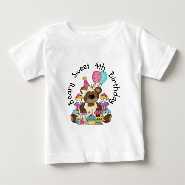 Beary Sweet 4th Birthday Baby T-Shirt (Front)