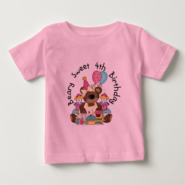 Beary Sweet 4th Birthday Baby T-Shirt (Front)